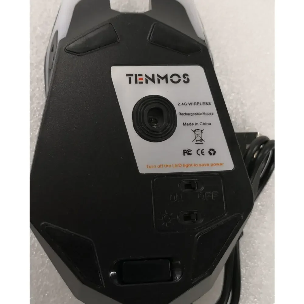TENMOS Wireless Gaming Mouse Rechargeable LED Optical Mice with USB Receiver